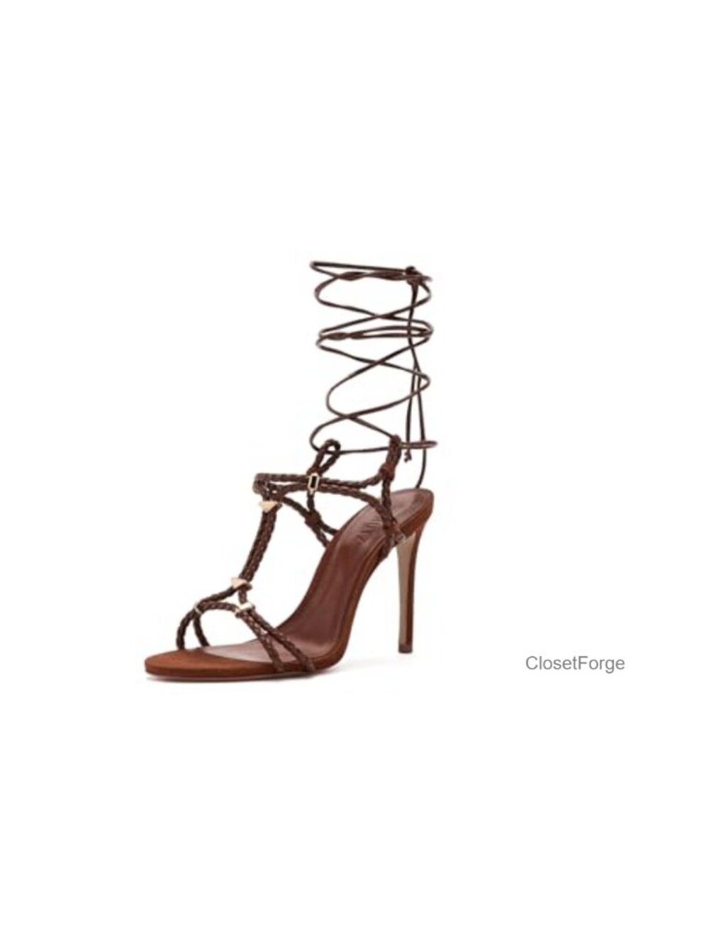 Leather Lace Up Stiletto Heeled Sandals Dressy Open Toe